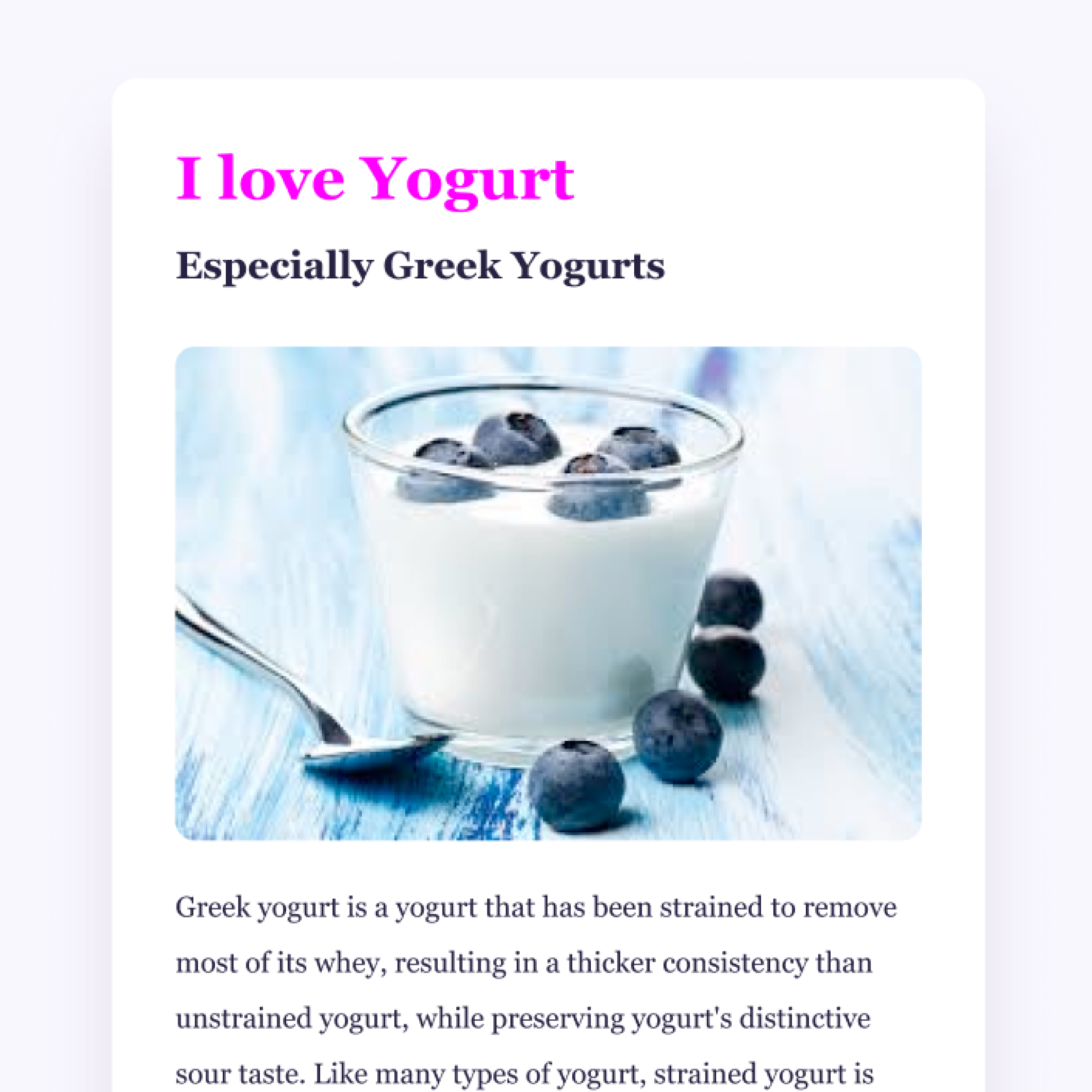 Saras project of a yogurt app